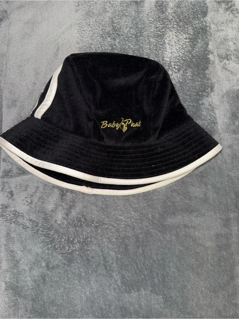 Baby Phat Black and White Bucket Hat with Gold Embroidery